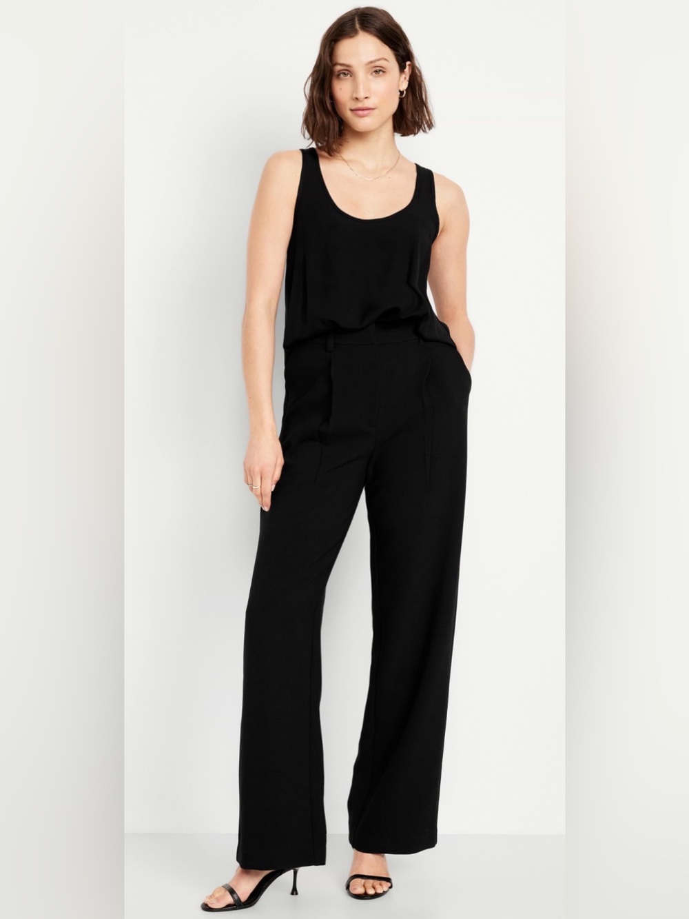 Old Navy Black Wide Leg Linen Trousers NWT